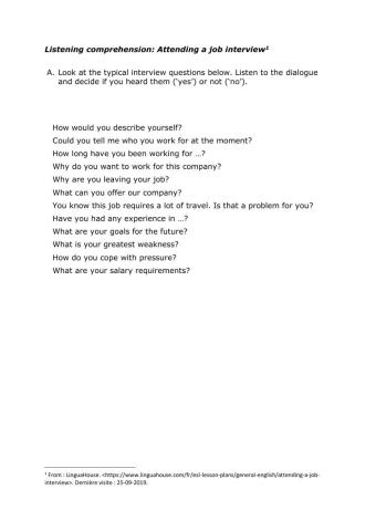 Attending a job interview