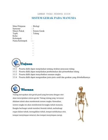 Sistem gerak (tulang-peretemuan 1) kelas xi mia 3