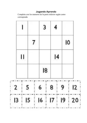 Jugando Aprendo- SERIE NUMERICA 1-20