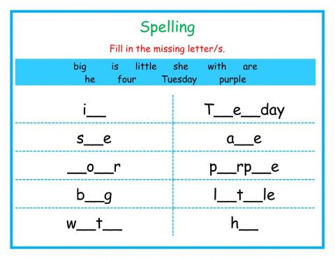 Spelling- Fill in the missing letter DJ