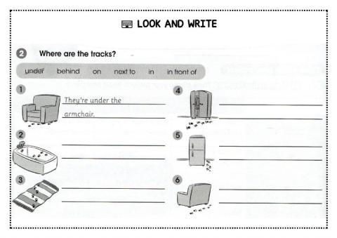 Look and Write: household objects and prepositions
