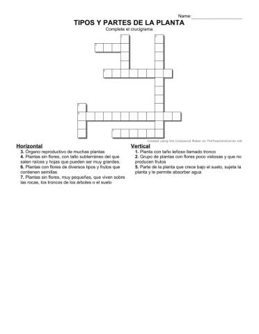 Tipos y partes de las plantas