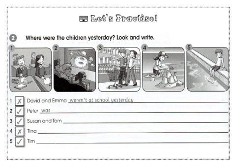 Look and write: WAS-WERE