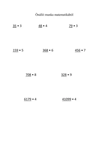 Szorzás egyjegyű számmal