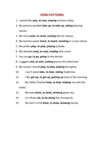 Verb patterns