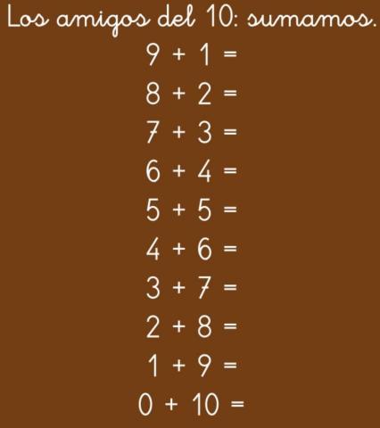 Los amigos del 10: sumas