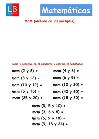 Mcm mínimo común múltiplo