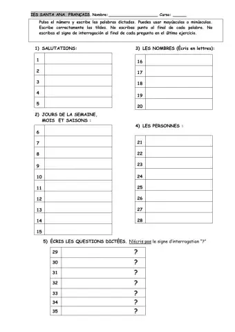 Dictée nº1. révision