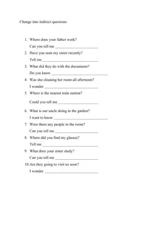 Indirect questions short test