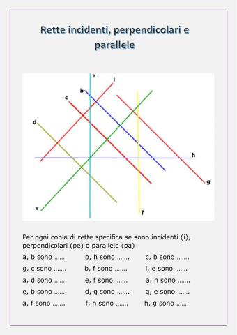 Rette parallele, incidenti, perpendicolari