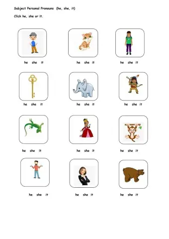 Subject Personal Pronouns: He - She - It