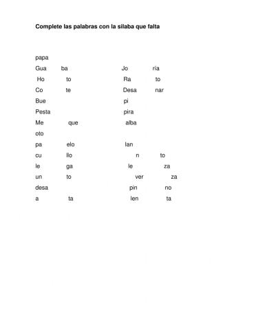 Complete las silabas
