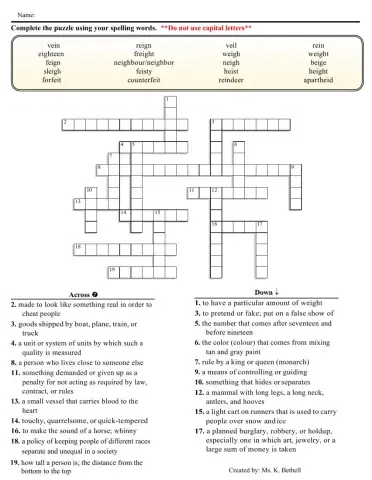 Spelling EI Words with Long and Short Vowel Sounds
