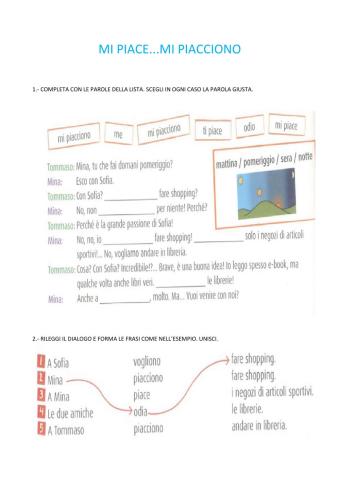 Mi piace mi piacciono