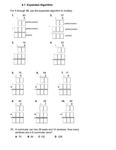 Multipication with expanded algorithm