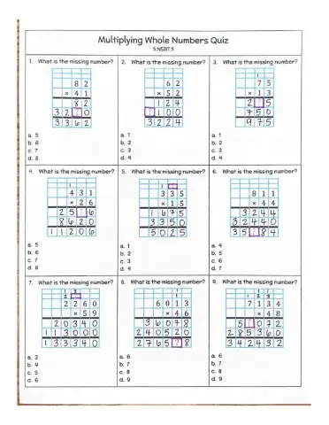 Multiplication whole numbers