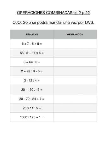 Operaciones combinadas