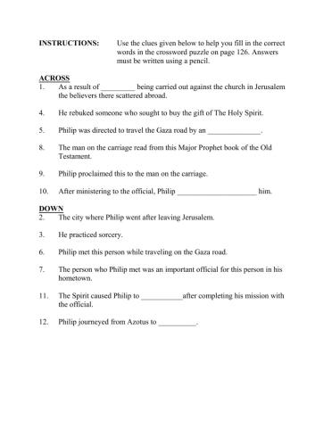 The Ethiopian Eunuch Crossword Puzzle