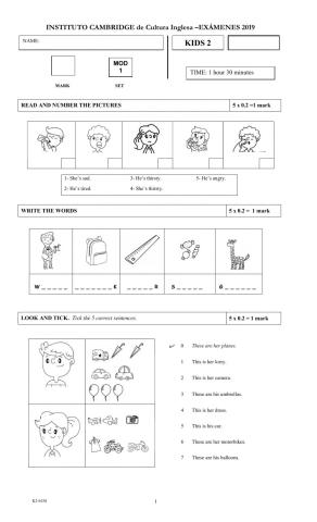 Kids 2 Exam 1