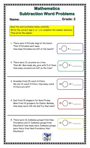 Subtraction Word Problems