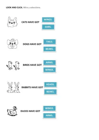 TAREA 2º inglés . Semana 16 de noviembre HAVE GOT - HAVEN'T GOT BODY PARTS