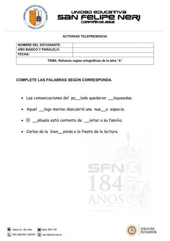 Regla ortografica b - 1