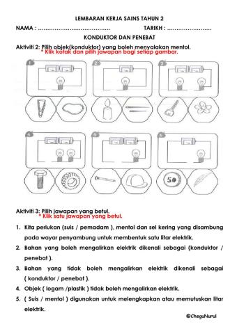 Sains tahun 2-konduktor & penebat
