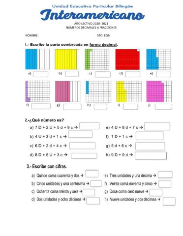 Números decimales a fracciones