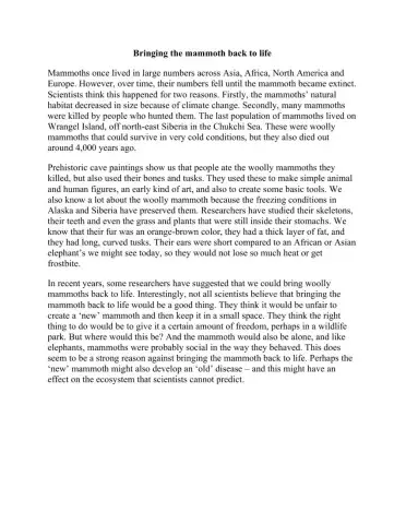 Bringing the mammoth back to life