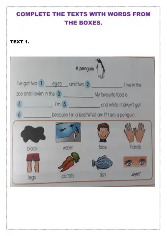 Look and complete the texts