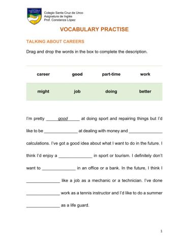 Vocabulary practise careers