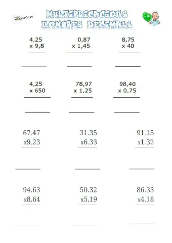 Multiplicacions de nombres decimals