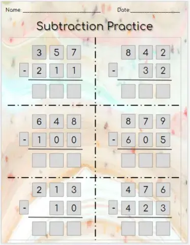 Subtraction Practice