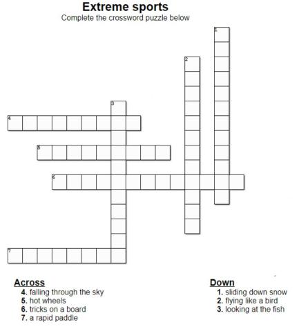 Extreme sport crossword