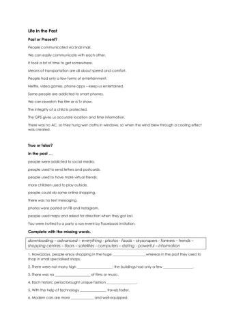 Life in the past vs Life nowadays