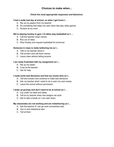 Making appropriate decisions