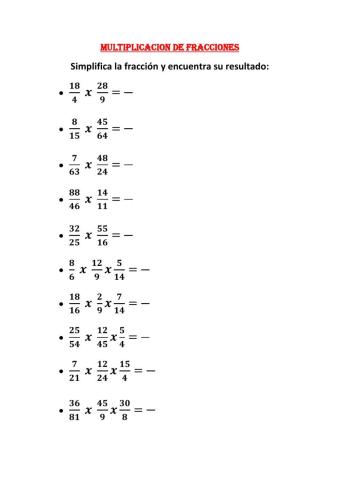 Multiplicacion - simplificacion de fracciones