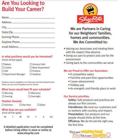 Shoprite Job Application