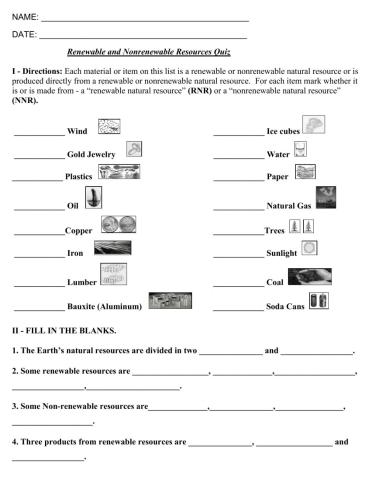 Renewable and Non-renewable