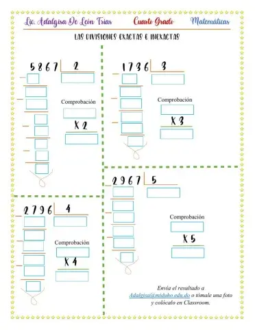 Divisiones exactas e inexactas :Las divisiones