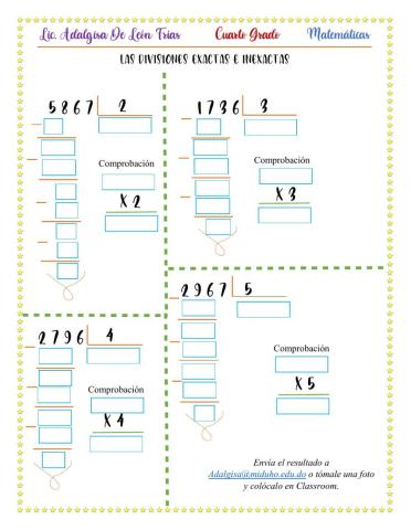 Divisiones exactas e inexactas :Las divisiones