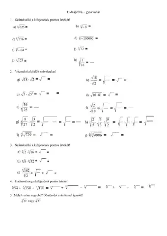 Tudáspróba - gyökvonás