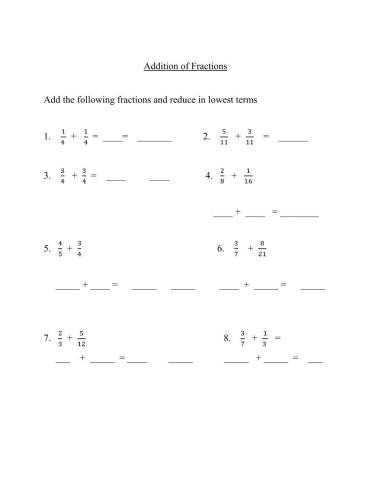 Adding Fractions