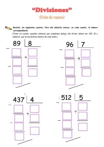 Ficha de repaso- Algoritmo de la división