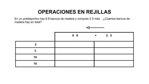 Suma en rejilla 1º primaria