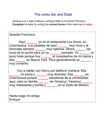 El verbo ser y estar