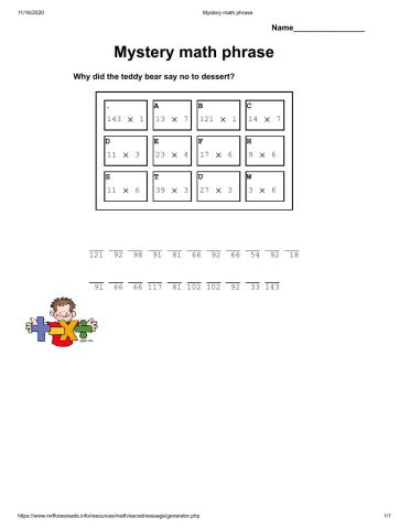 Mystery phrase Multiplication
