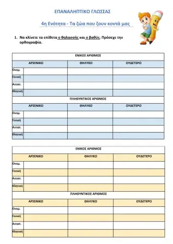 ΓΛΩΣΣΑ - ΕΠΑΝΑΛΗΨΗ 4ης ΕΝΟΤΗΤΑΣ