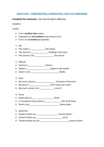 Comparative and superlative adjectives
