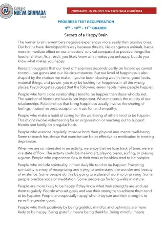 Reading comprehension a2